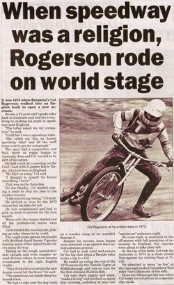 When speedway was a religion, Rogerson rode on world stage